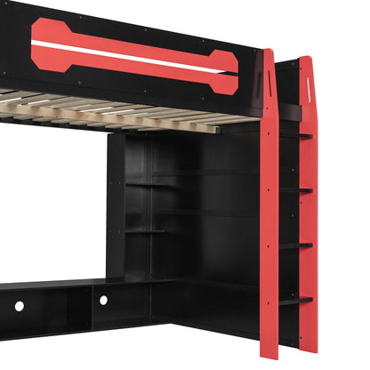 Full Size Wood Loft Bed with Desk-Free Shipping - aurelia-clothing-8955