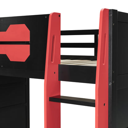 Full Size Wood Loft Bed with Desk-Free Shipping - aurelia-clothing-8955