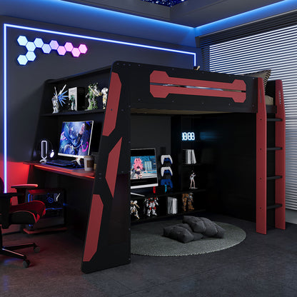 Full Size Wood Loft Bed with Desk-Free Shipping - aurelia-clothing-8955