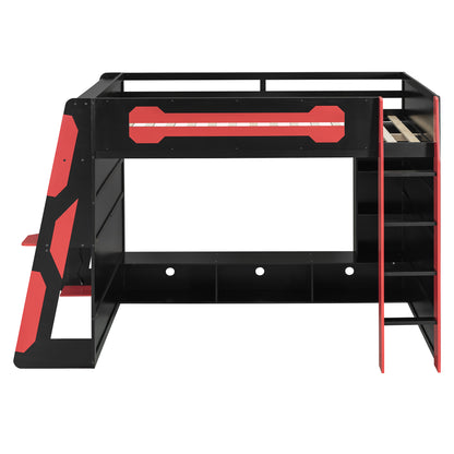 Full Size Wood Loft Bed with Desk-Free Shipping - aurelia-clothing-8955