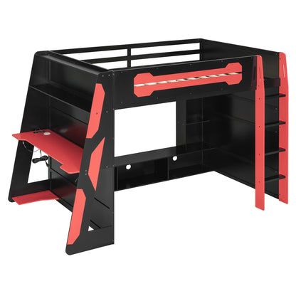 Full Size Wood Loft Bed with Desk-Free Shipping - aurelia-clothing-8955