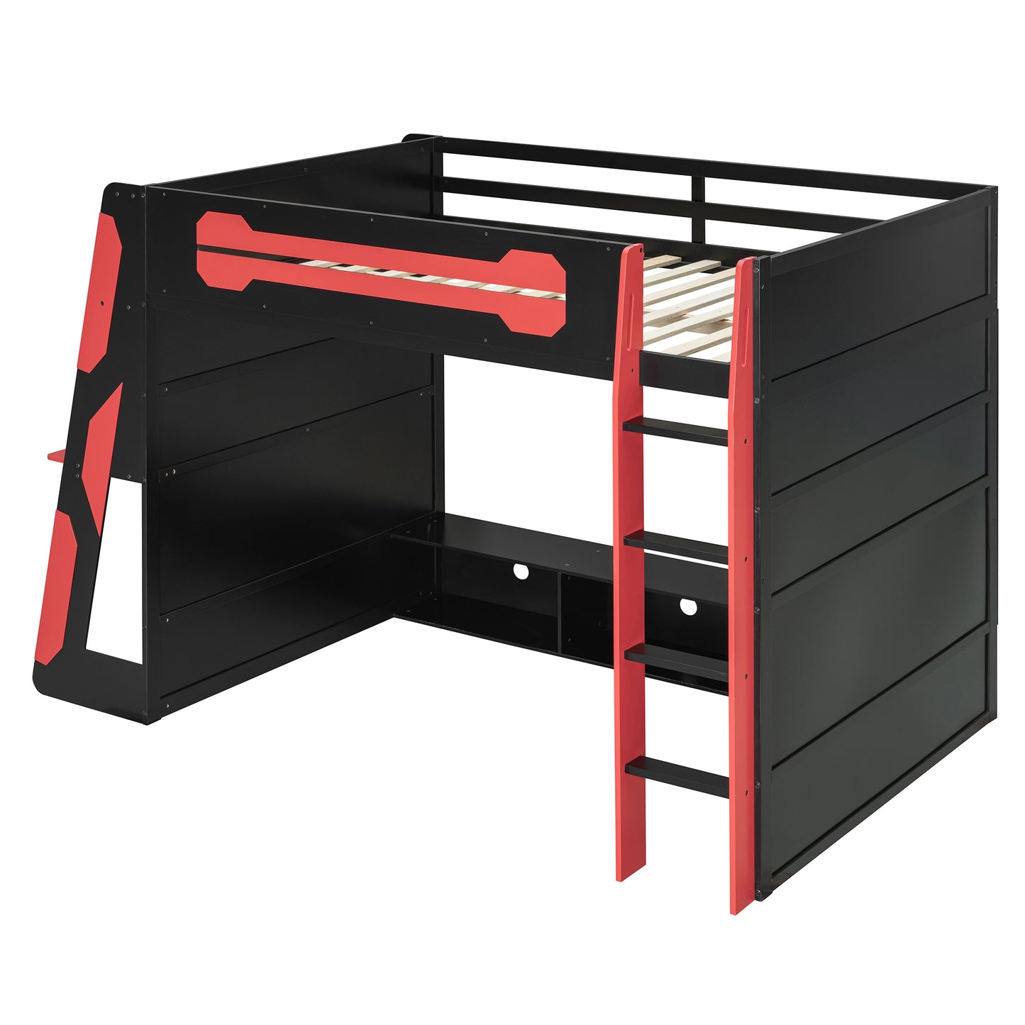 Full Size Wood Loft Bed with Desk-Free Shipping - aurelia-clothing-8955