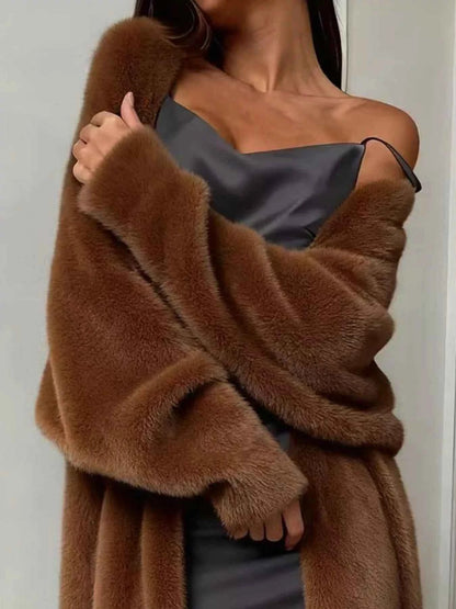 Fuzzy Open Front Longline Cardigan-Free Shipping - aurelia-clothing-8955