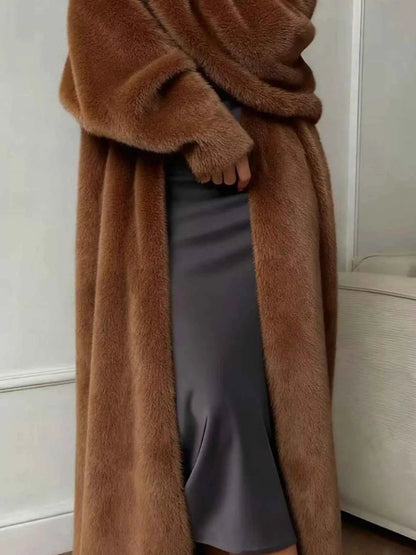 Fuzzy Open Front Longline Cardigan-Free Shipping - aurelia-clothing-8955