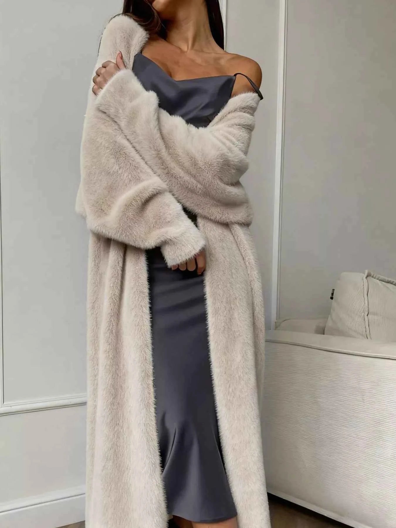 Fuzzy Open Front Longline Cardigan-Free Shipping - aurelia-clothing-8955
