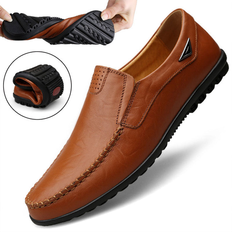 Genuine Leather Mens Moccasin Shoes Black Men Flats Breathable Casual Italian Loafers Comfortable Plus Size - Free Shipping - aurelia-clothing-8955