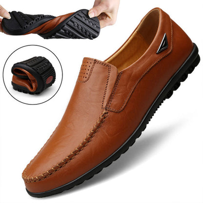 Genuine Leather Mens Moccasin Shoes Black Men Flats Breathable Casual Italian Loafers Comfortable Plus Size - Free Shipping - aurelia-clothing-8955