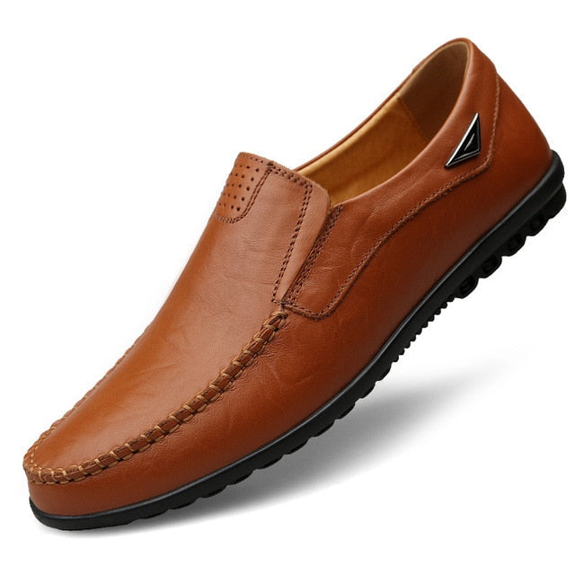 Genuine Leather Mens Moccasin Shoes Black Men Flats Breathable Casual Italian Loafers Comfortable Plus Size - Free Shipping - aurelia-clothing-8955