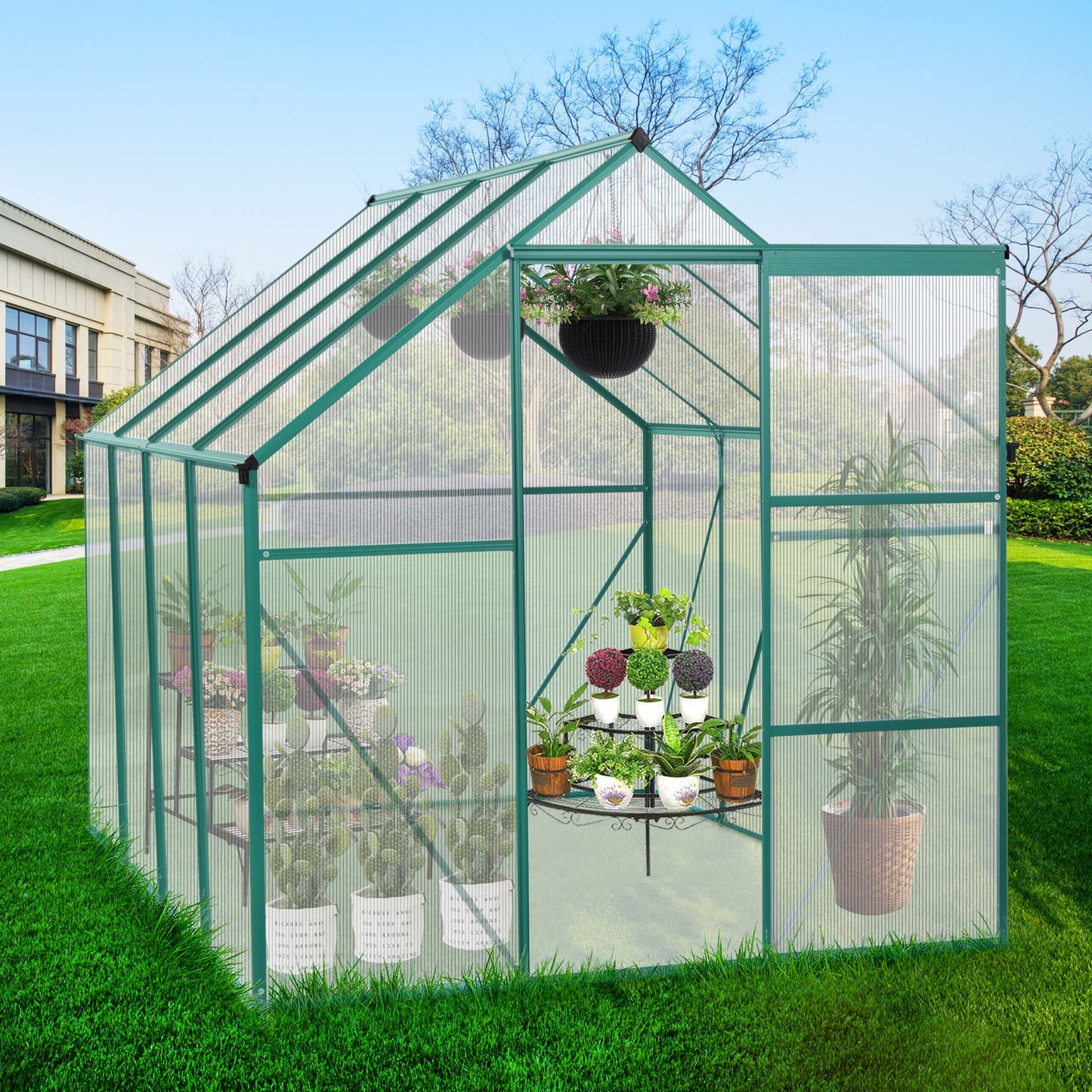 Green-6 x 8 FT Outdoor Patio Greenhouse - Free Shipping - aurelia-clothing-8955