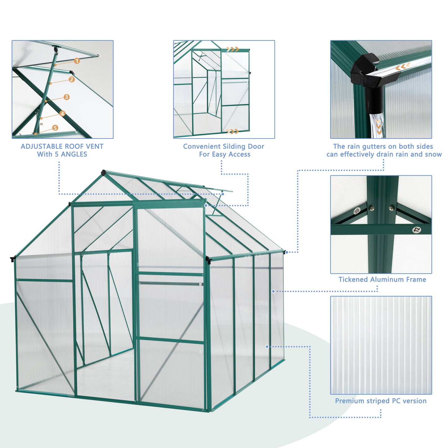 Green-6 x 8 FT Outdoor Patio Greenhouse - Free Shipping - aurelia-clothing-8955