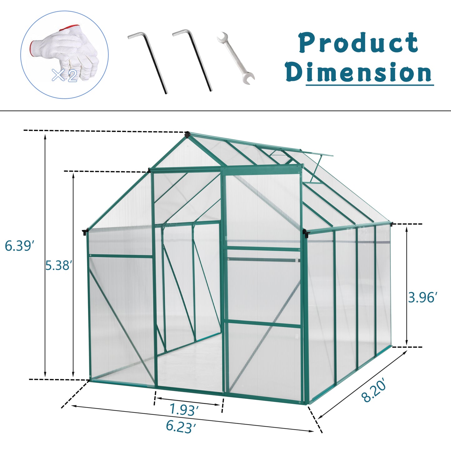 Green-6 x 8 FT Outdoor Patio Greenhouse - Free Shipping - aurelia-clothing-8955