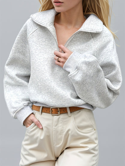 Half Zip Long Sleeve Sweatshirt - aurelia-clothing-8955