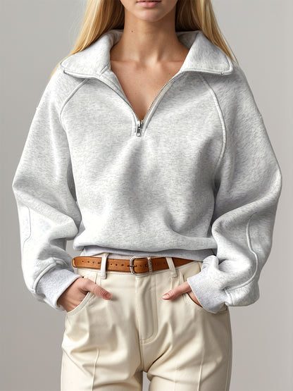 Half Zip Long Sleeve Sweatshirt - aurelia-clothing-8955