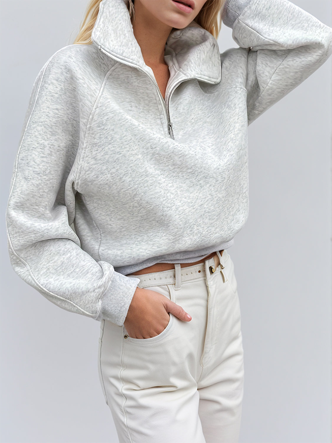 Half Zip Long Sleeve Sweatshirt - aurelia-clothing-8955