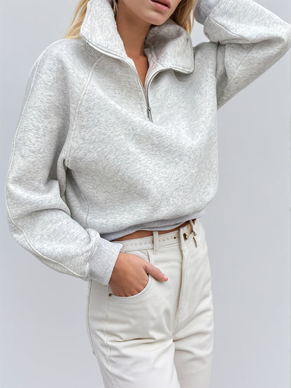 Half Zip Long Sleeve Sweatshirt - aurelia-clothing-8955