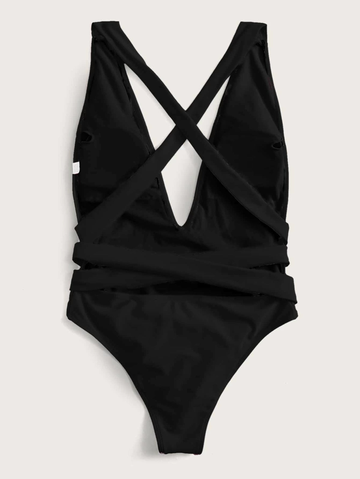 Halter Neck Deep V Tied One-Piece Swimsuit-Free Shipping - aurelia-clothing-8955