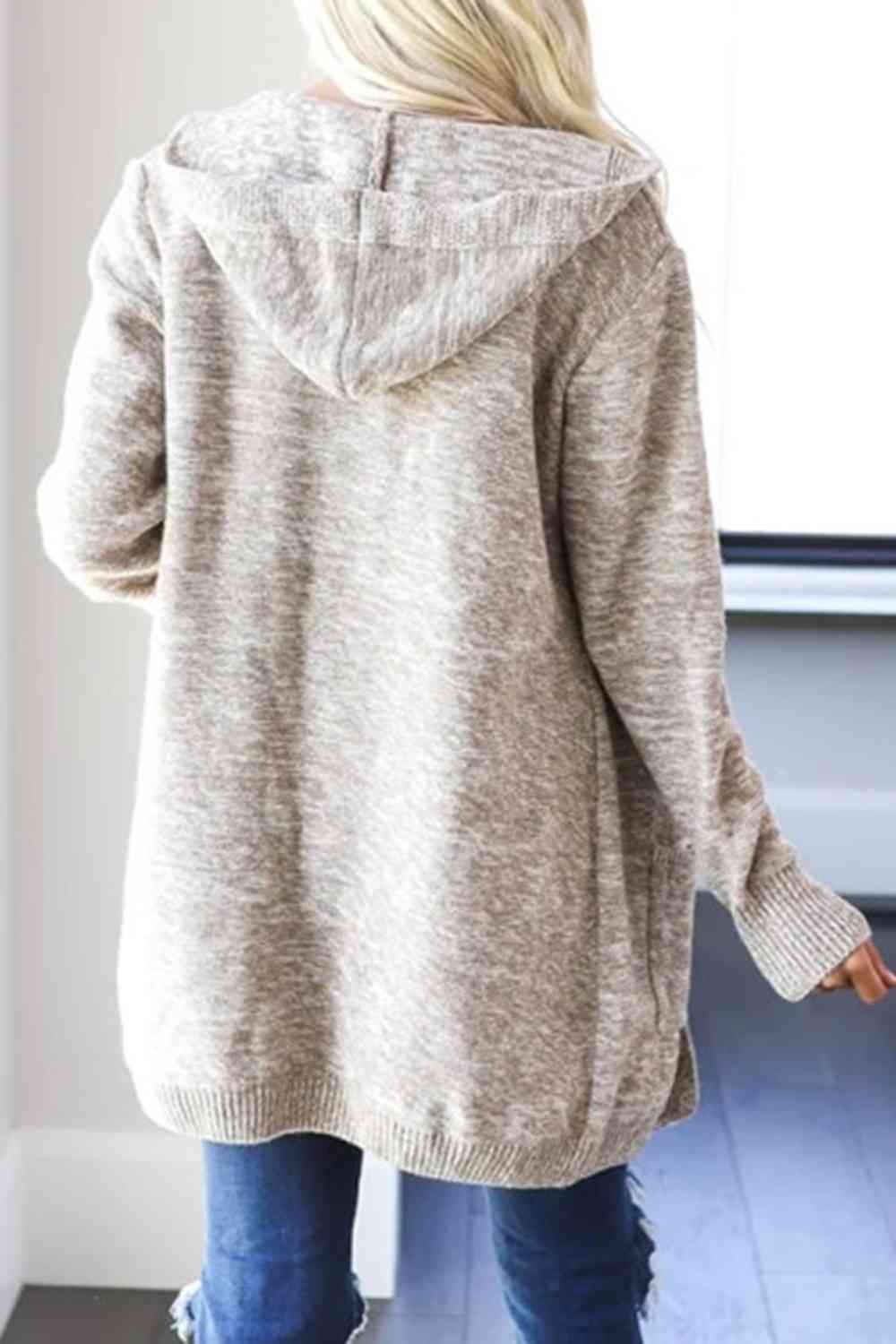 Heathered Open Front Cardigan with Pockets - Free Shipping - aurelia-clothing-8955