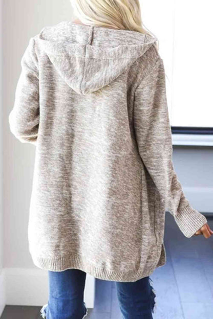 Heathered Open Front Cardigan with Pockets - Free Shipping - aurelia-clothing-8955