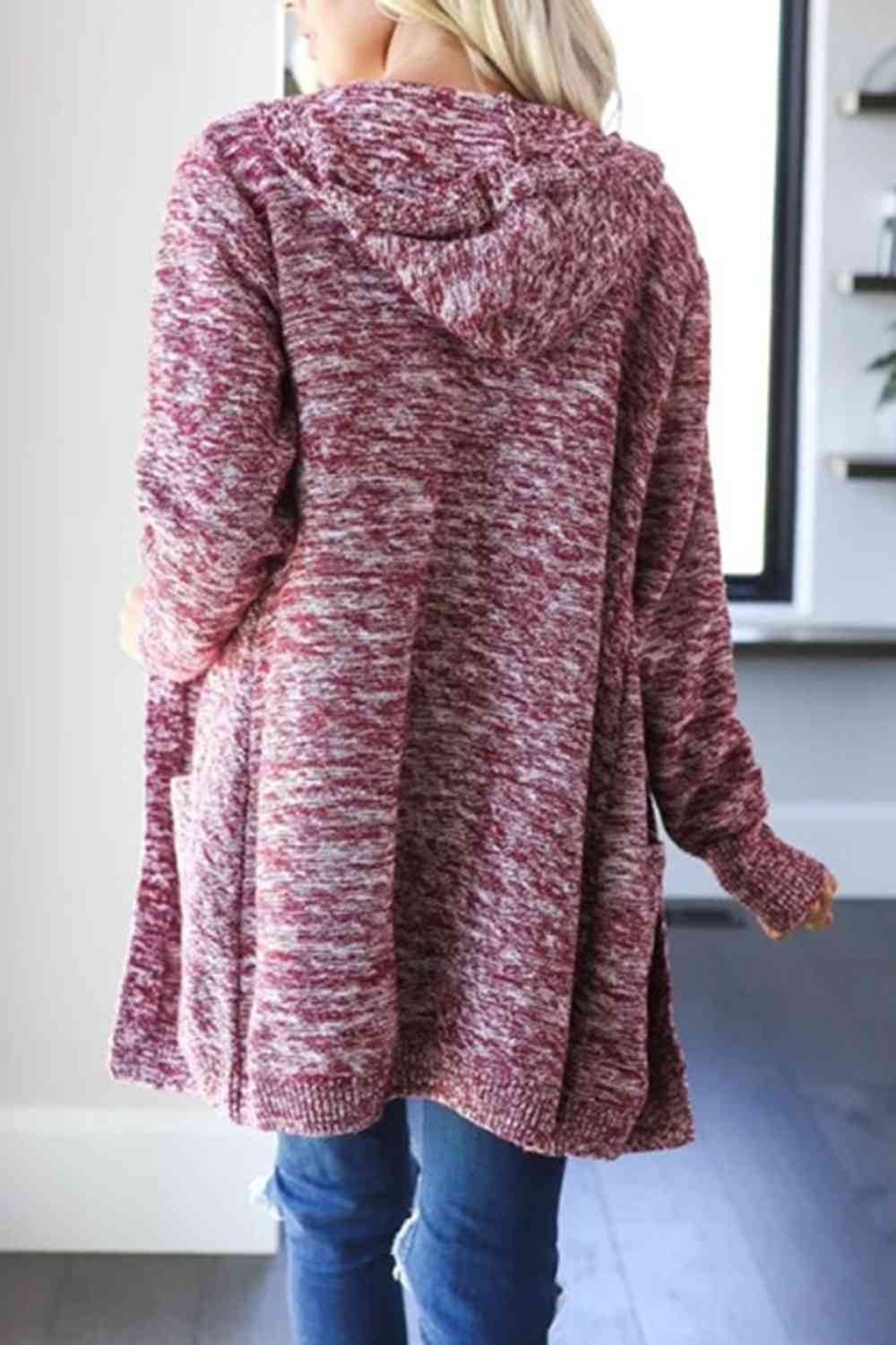 Heathered Open Front Cardigan with Pockets - Free Shipping - aurelia-clothing-8955