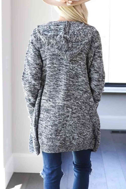 Heathered Open Front Cardigan with Pockets - Free Shipping - aurelia-clothing-8955
