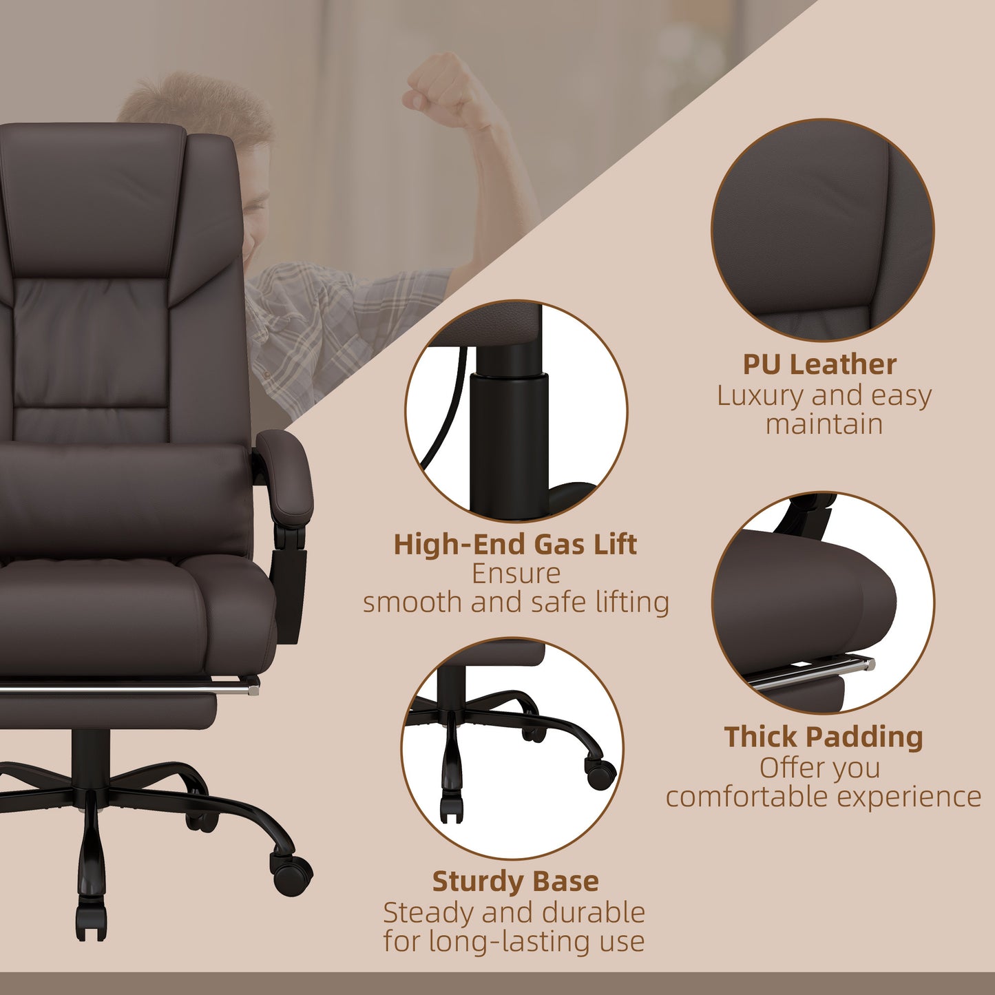 High Back Vibration Massage Office Chair with 6 Points, Hight Adjustable Computer Desk Chair, Reclining Office Chair  - Free Shipping - aurelia-clothing-8955