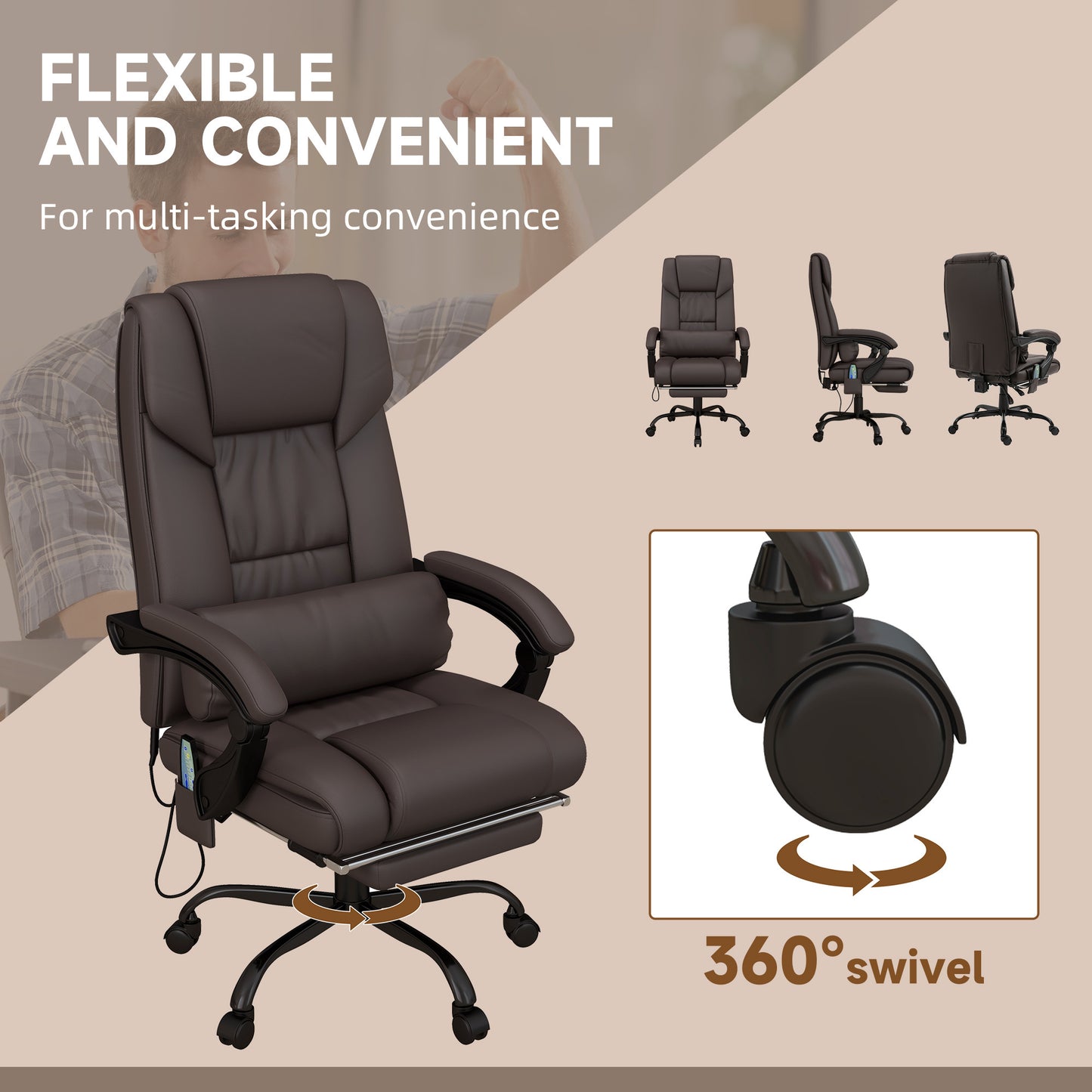 High Back Vibration Massage Office Chair with 6 Points, Hight Adjustable Computer Desk Chair, Reclining Office Chair  - Free Shipping - aurelia-clothing-8955