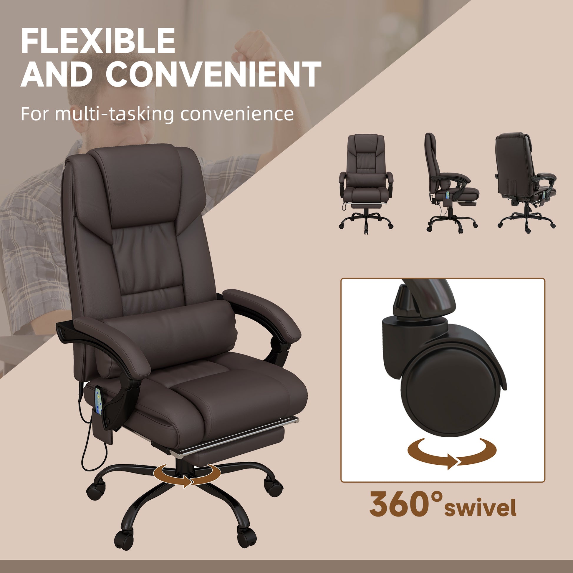 High Back Vibration Massage Office Chair with 6 Points, Hight Adjustable Computer Desk Chair, Reclining Office Chair  - Free Shipping - aurelia-clothing-8955