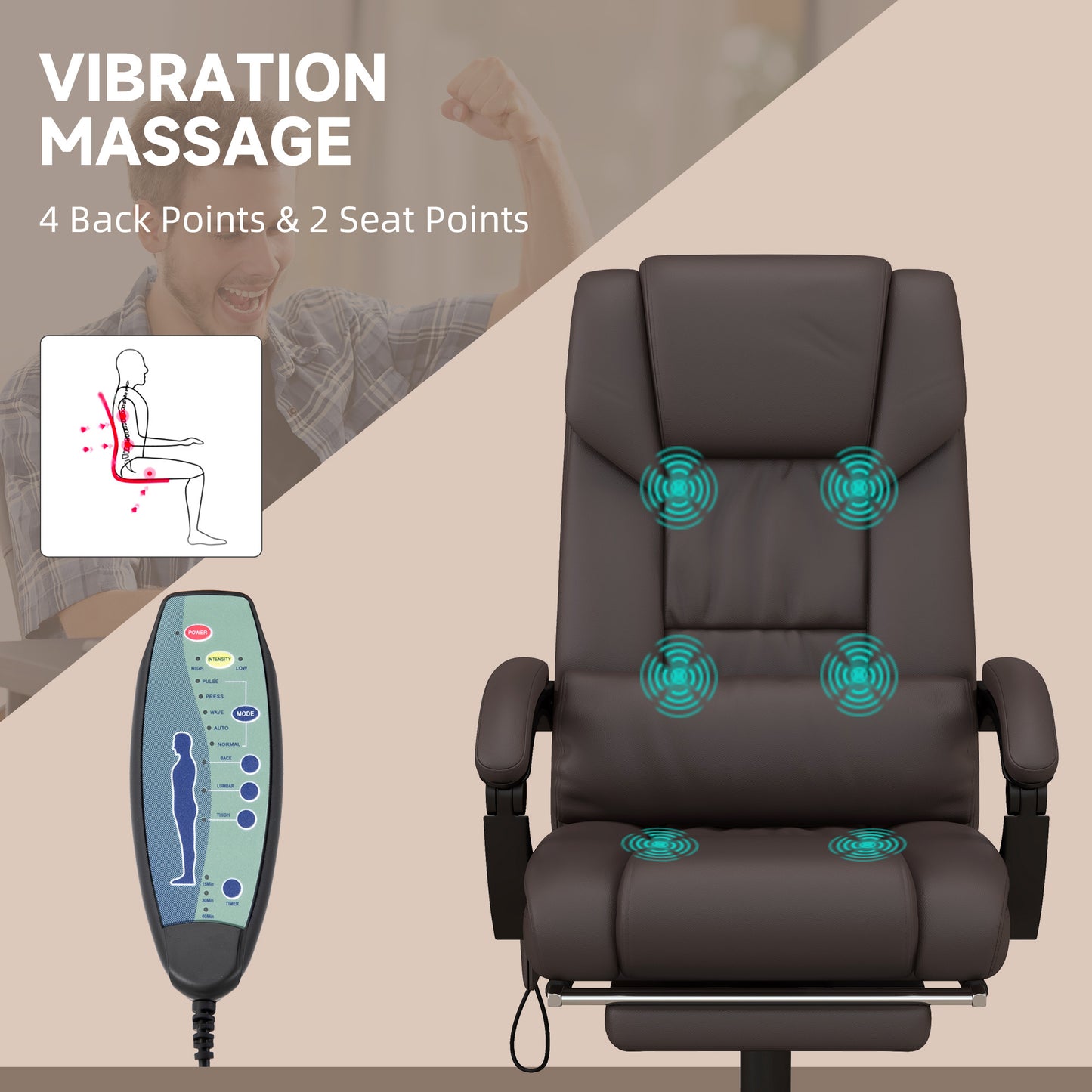 High Back Vibration Massage Office Chair with 6 Points, Hight Adjustable Computer Desk Chair, Reclining Office Chair  - Free Shipping - aurelia-clothing-8955