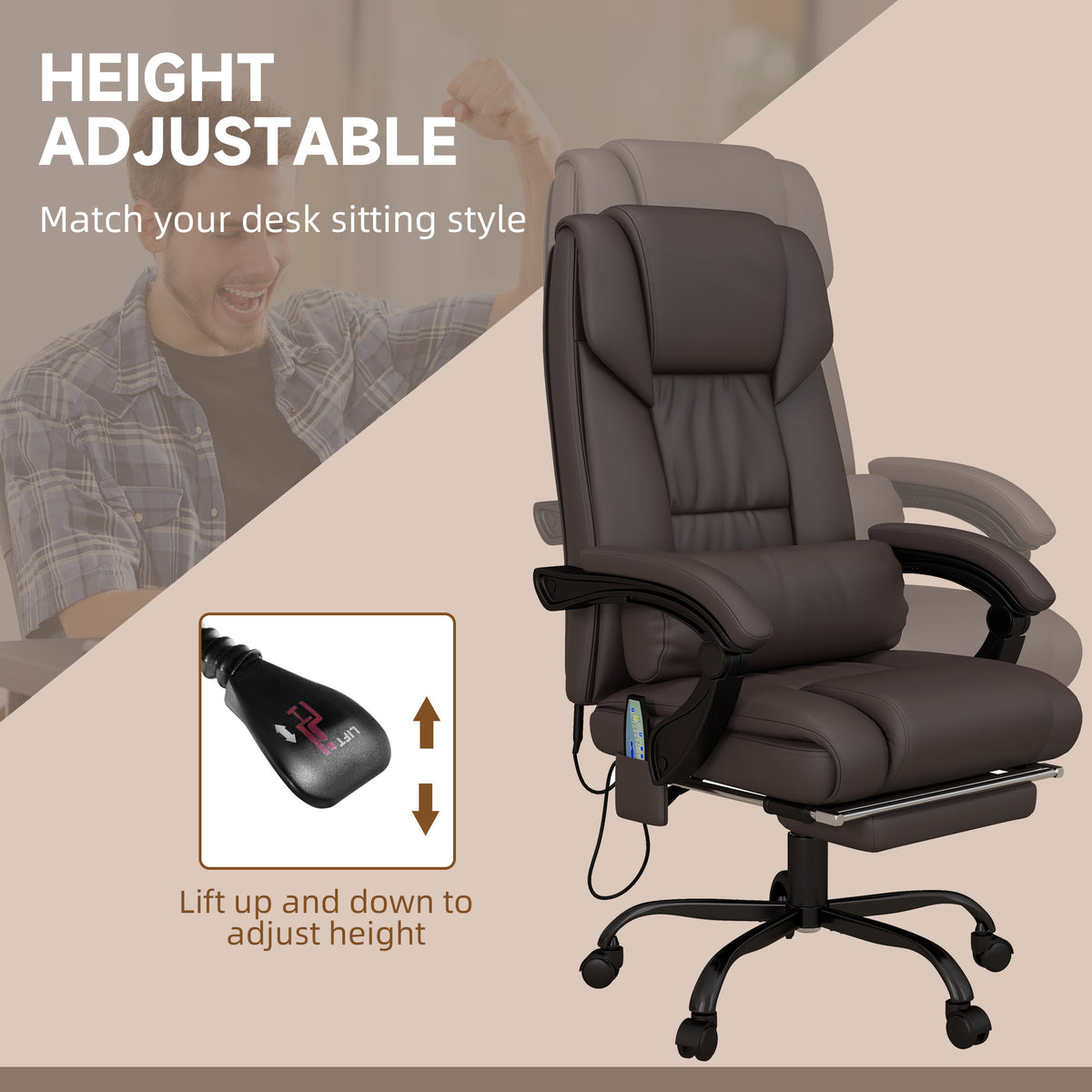 High Back Vibration Massage Office Chair with 6 Points, Hight Adjustable Computer Desk Chair, Reclining Office Chair  - Free Shipping - aurelia-clothing-8955