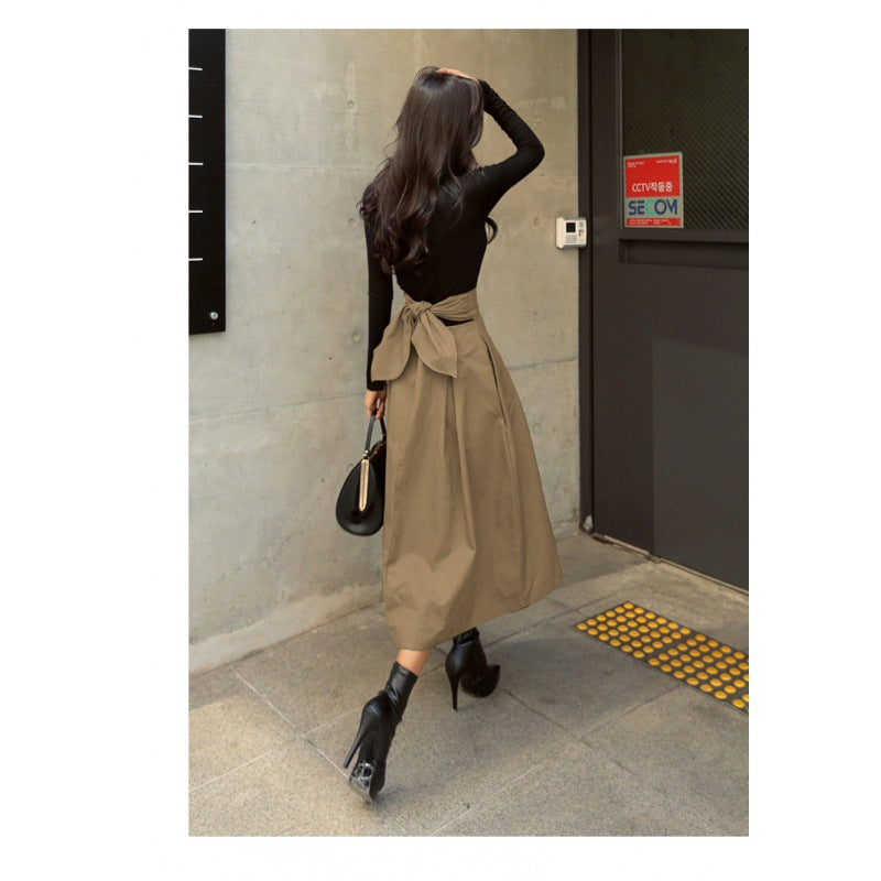 High Waist Bow Slim Skirts-Free Shipping - aurelia-clothing-8955