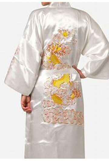 Hot Sale Burgundy Chinese Men Silk Satin Robe Novelty Traditional Embroidery Dragon Kimono Yukata Bath Gown Size M L XL XXL XXXL - aurelia-clothing-8955