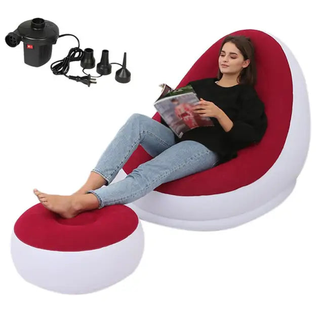 Inflatable Air Mattress Lazy Sofa Deck Chair Comfortable Leg Stool Rest Single Beanbag for home and Outdoor Use - Free Shipping - aurelia-clothing-8955