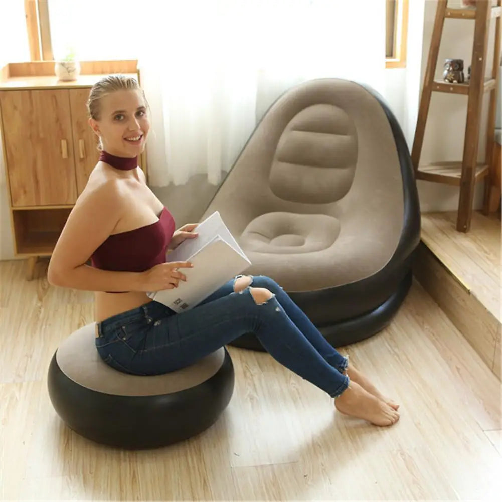 Inflatable Air Mattress Lazy Sofa Deck Chair Comfortable Leg Stool Rest Single Beanbag for home and Outdoor Use - Free Shipping - aurelia-clothing-8955