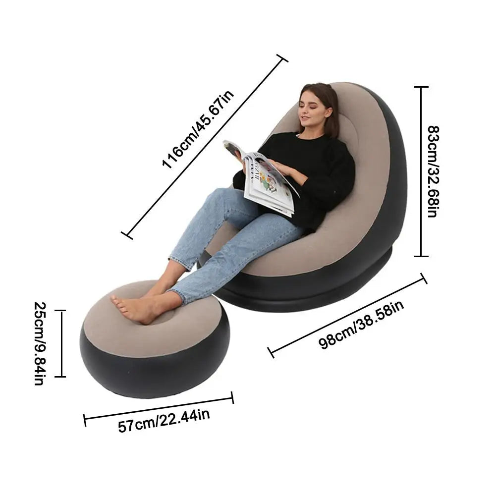 Inflatable Air Mattress Lazy Sofa Deck Chair Comfortable Leg Stool Rest Single Beanbag for home and Outdoor Use - Free Shipping - aurelia-clothing-8955