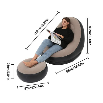 Inflatable Air Mattress Lazy Sofa Deck Chair Comfortable Leg Stool Rest Single Beanbag for home and Outdoor Use - Free Shipping - aurelia-clothing-8955