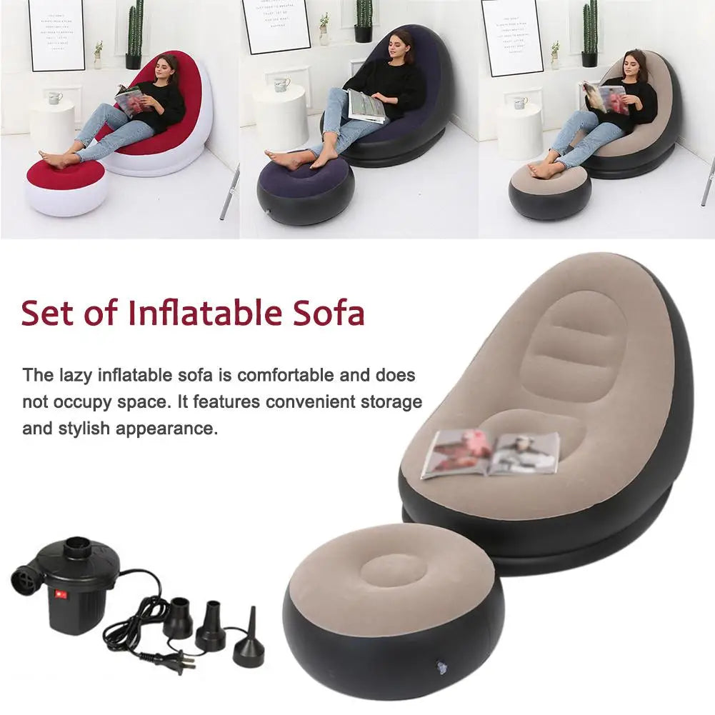 Inflatable Air Mattress Lazy Sofa Deck Chair Comfortable Leg Stool Rest Single Beanbag for home and Outdoor Use - Free Shipping - aurelia-clothing-8955