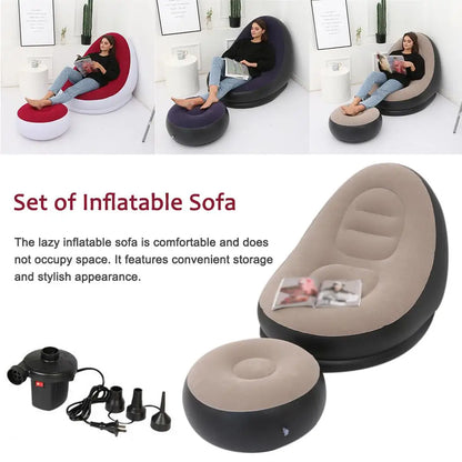 Inflatable Air Mattress Lazy Sofa Deck Chair Comfortable Leg Stool Rest Single Beanbag for home and Outdoor Use - Free Shipping - aurelia-clothing-8955
