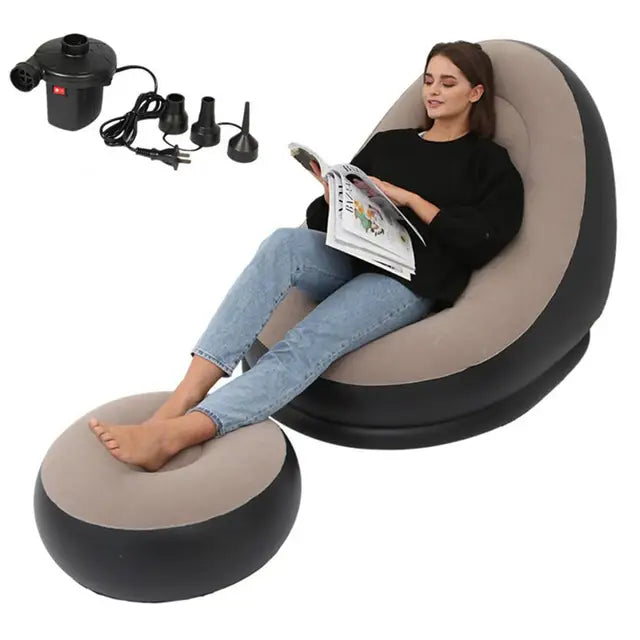 Inflatable Air Mattress Lazy Sofa Deck Chair Comfortable Leg Stool Rest Single Beanbag for home and Outdoor Use - Free Shipping - aurelia-clothing-8955