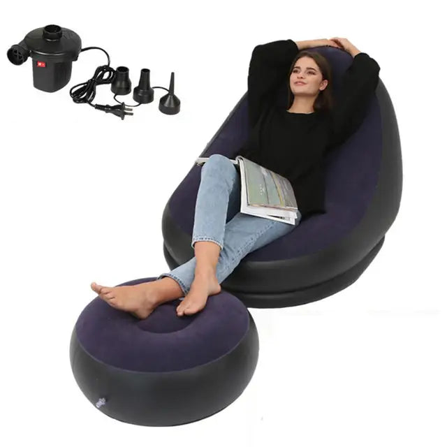 Inflatable Air Mattress Lazy Sofa Deck Chair Comfortable Leg Stool Rest Single Beanbag for home and Outdoor Use - Free Shipping - aurelia-clothing-8955