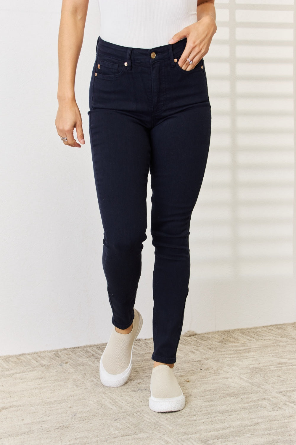 Judy Blue Full Size Garment Dyed Tummy Control Skinny Jeans - Free Shipping - aurelia-clothing-8955
