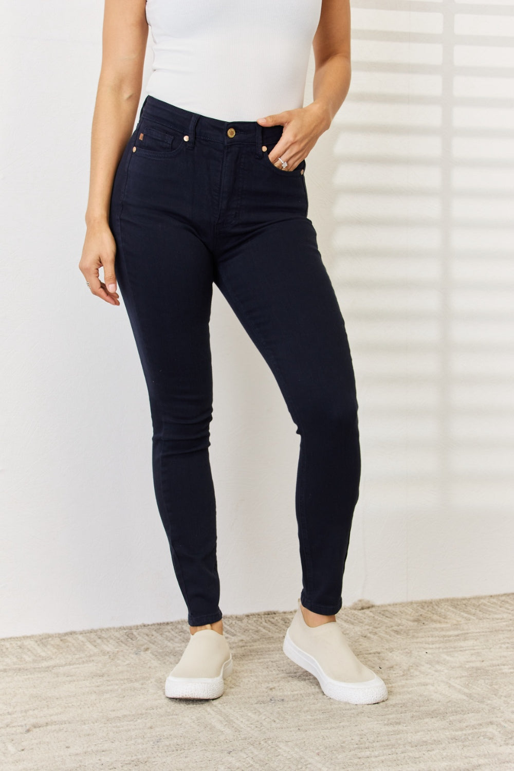 Judy Blue Full Size Garment Dyed Tummy Control Skinny Jeans - Free Shipping - aurelia-clothing-8955