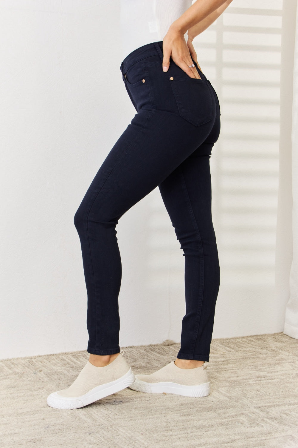 Judy Blue Full Size Garment Dyed Tummy Control Skinny Jeans - Free Shipping - aurelia-clothing-8955