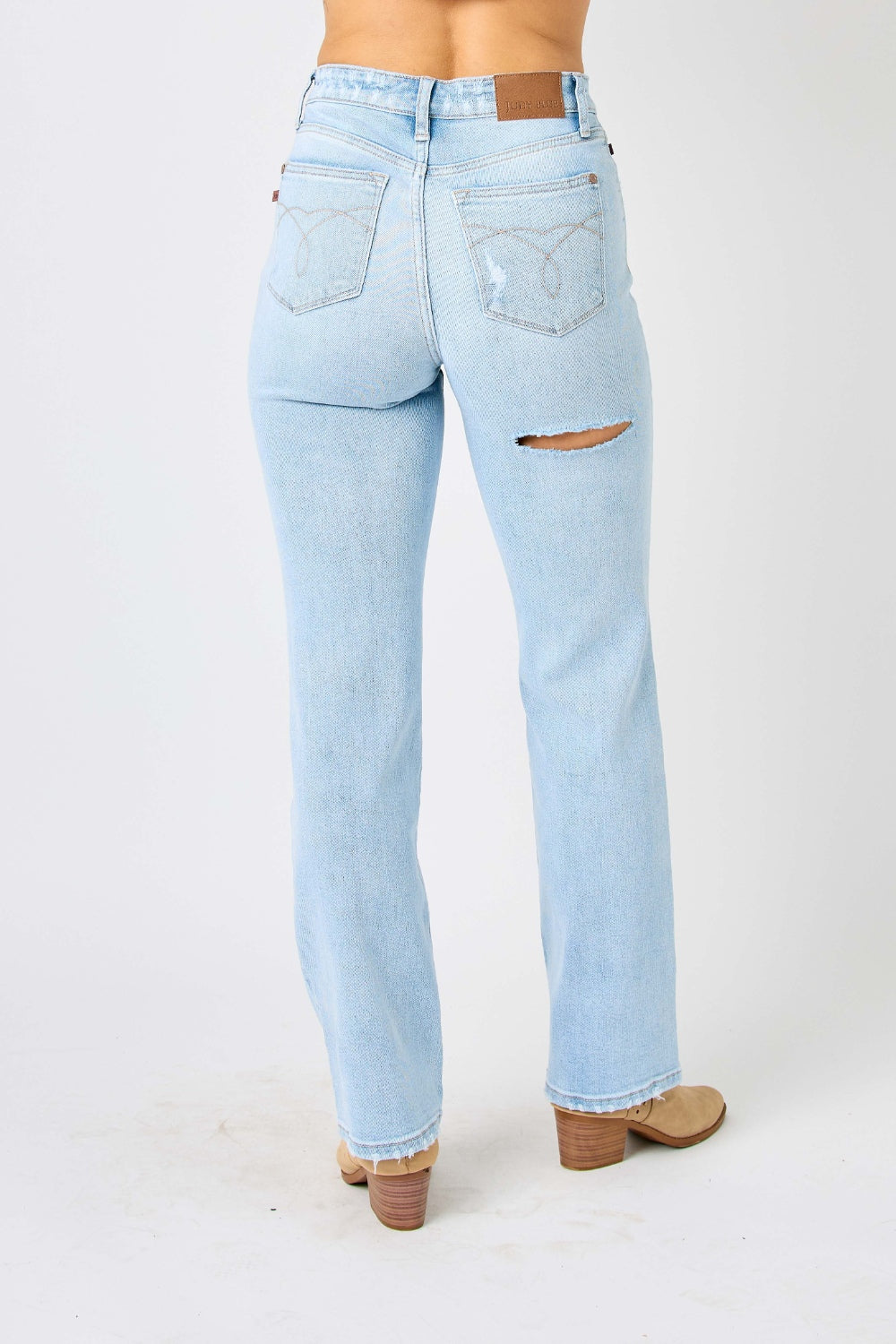 Judy Blue Full Size High Waist Distressed Straight Jeans - Free Shipping - aurelia-clothing-8955