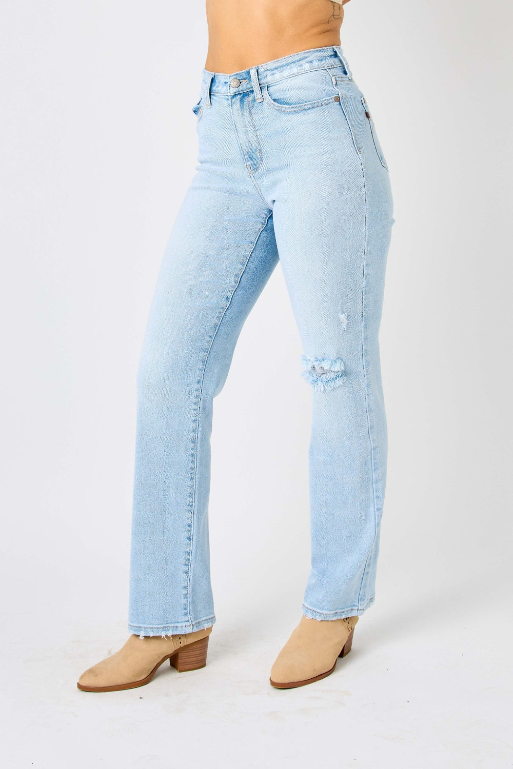 Judy Blue Full Size High Waist Distressed Straight Jeans - Free Shipping - aurelia-clothing-8955