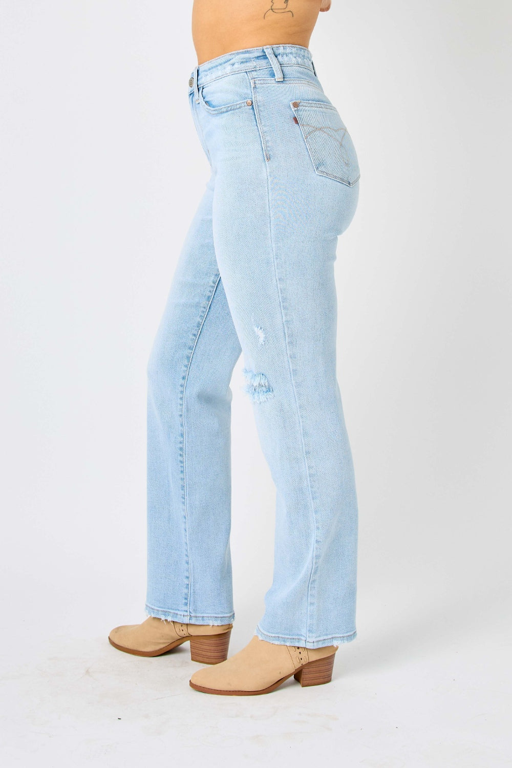 Judy Blue Full Size High Waist Distressed Straight Jeans - Free Shipping - aurelia-clothing-8955