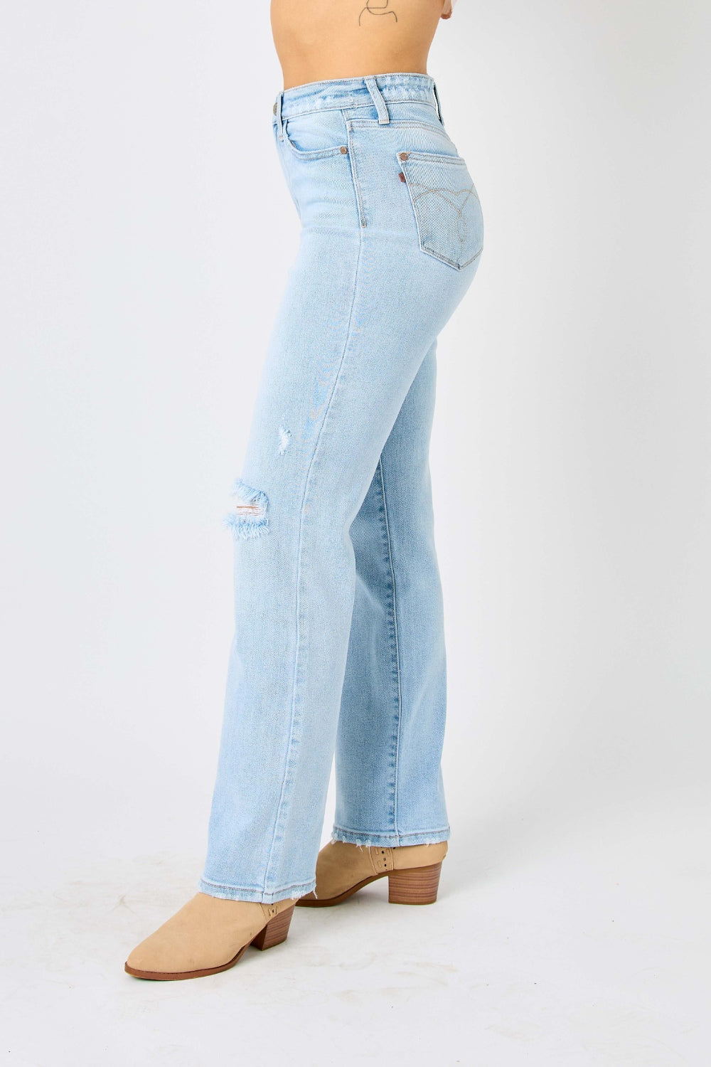 Judy Blue Full Size High Waist Distressed Straight Jeans - Free Shipping - aurelia-clothing-8955