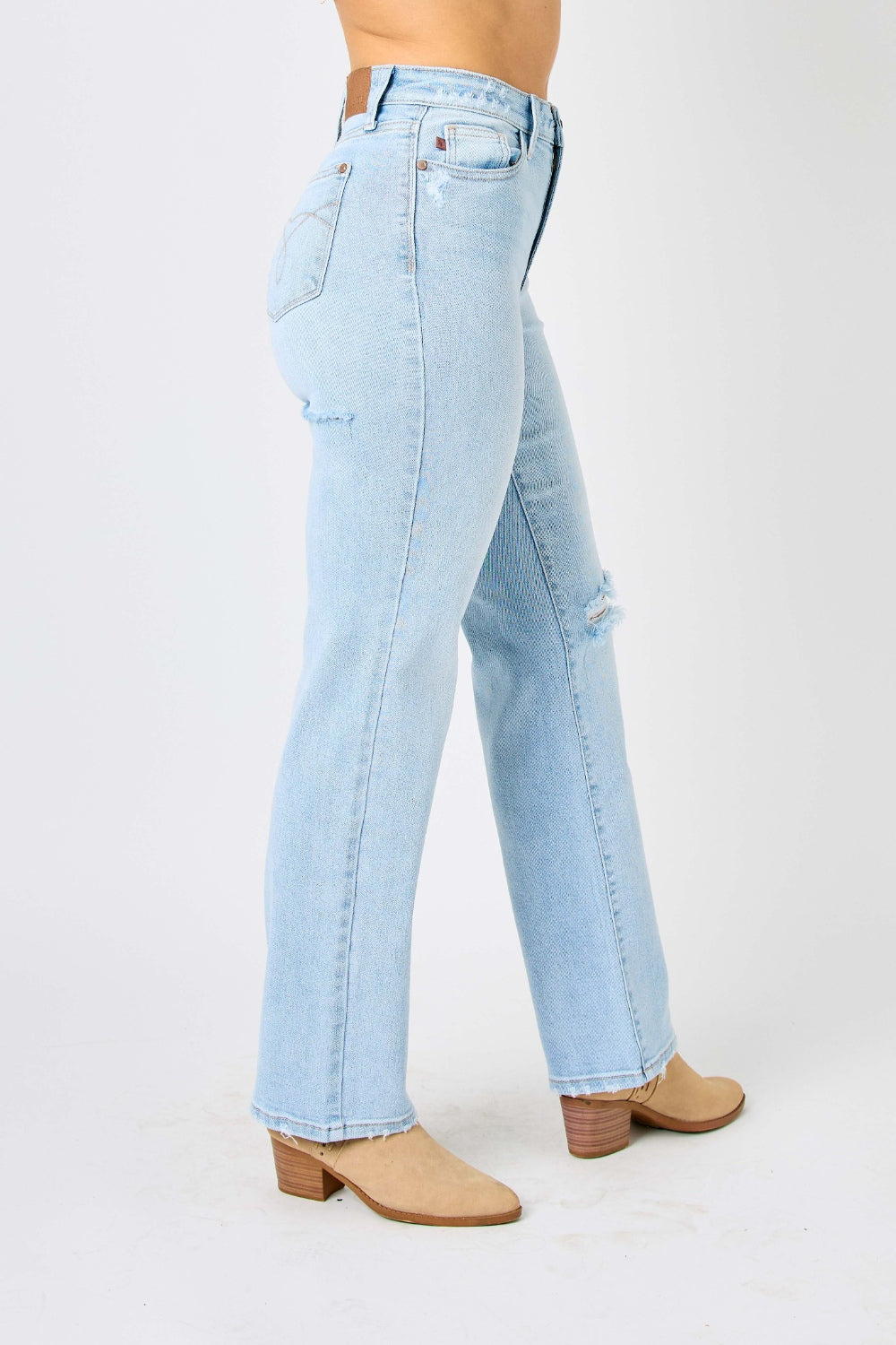 Judy Blue Full Size High Waist Distressed Straight Jeans - Free Shipping - aurelia-clothing-8955