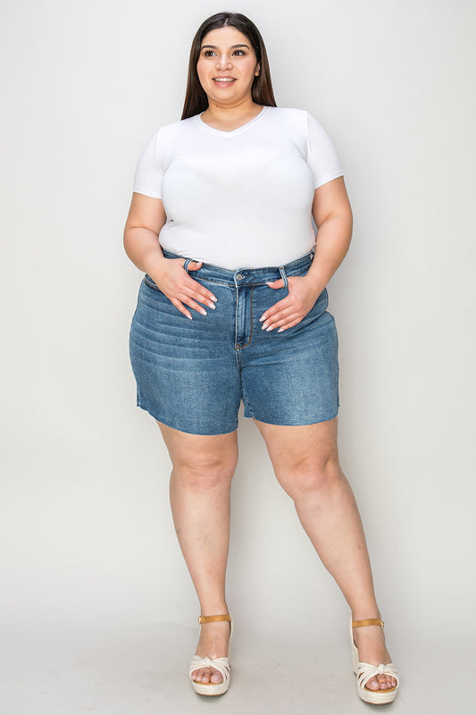 Judy Blue Full Size High Waist Slim Denim Shorts - Free Shipping - aurelia-clothing-8955