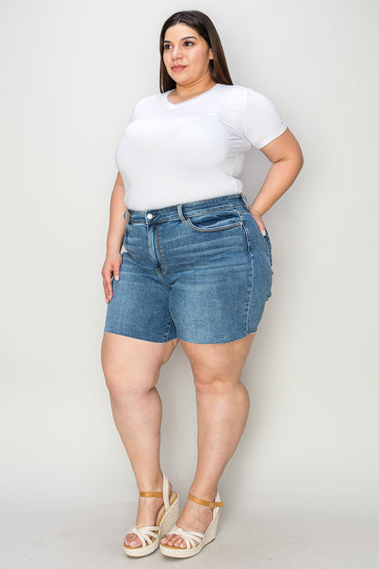 Judy Blue Full Size High Waist Slim Denim Shorts - Free Shipping - aurelia-clothing-8955