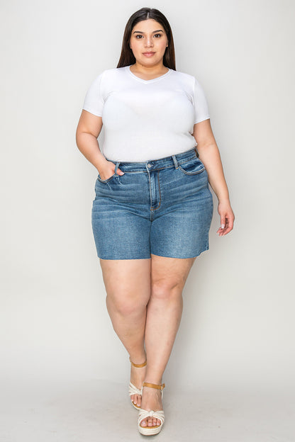 Judy Blue Full Size High Waist Slim Denim Shorts - Free Shipping - aurelia-clothing-8955